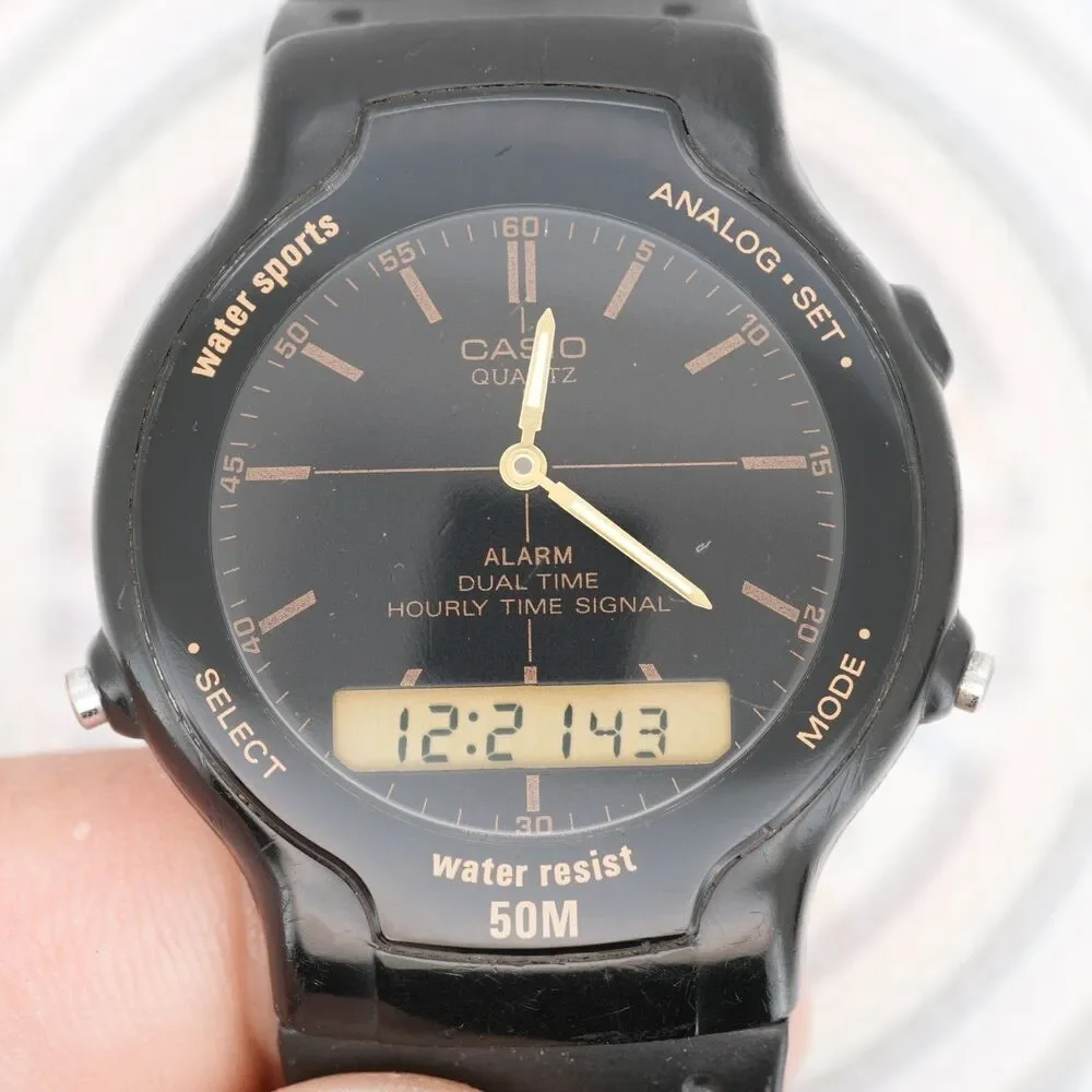 Rare Vintage Casio AW-30 Water Sports Ana-Digi Watch 35mm New Battery Polished